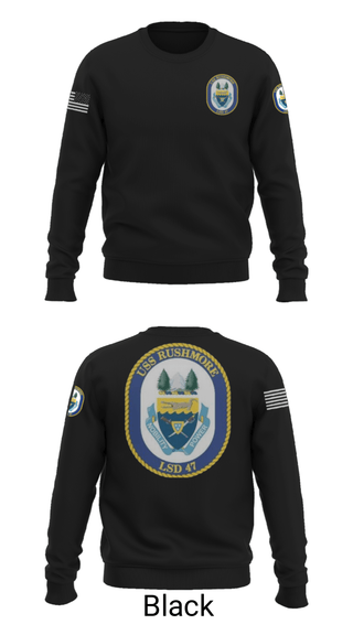 Crew Neck Sweatshirt, USS RUSHMORE, Navy, Teamtime, Team time, sublimation, custom sports apparel, team uniforms, spirit wear, spiritwear, sports uniforms, custom shirts, team store, custom team store, fundraiser sports, apparel fundraiser