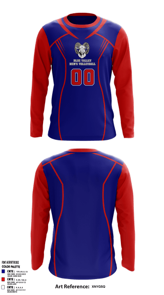 Long Sleeve Performance Shirt, Blue Valley High School Volleyball, Men's Volleyball, Teamtime, Team time, sublimation, custom sports apparel, team uniforms, spirit wear, spiritwear, sports uniforms, custom shirts, team store, custom team store, fundraiser sports, apparel fundraiser