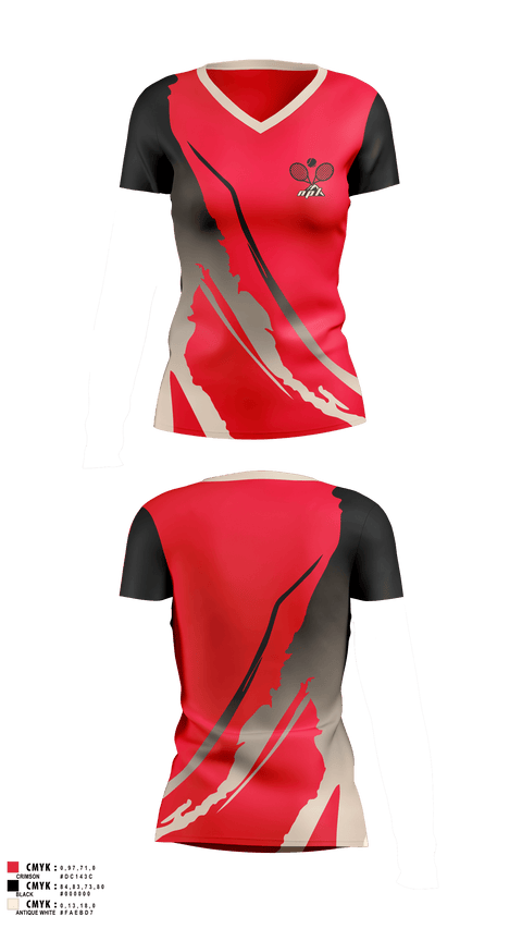 Womens Short Sleeve Vneck Shirt, North Penn-Liberty Mounties, Tennis, Teamtime, Team time, sublimation, custom sports apparel, team uniforms, spirit wear, spiritwear, sports uniforms, custom shirts, team store, custom team store, fundraiser sports, apparel fundraiser