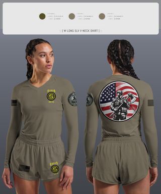 Womens Long Sleeve Vneck Shirt, , Army, Teamtime, Team time, sublimation, custom sports apparel, team uniforms, spirit wear, spiritwear, sports uniforms, custom shirts, team store, custom team store, fundraiser sports, apparel fundraiser