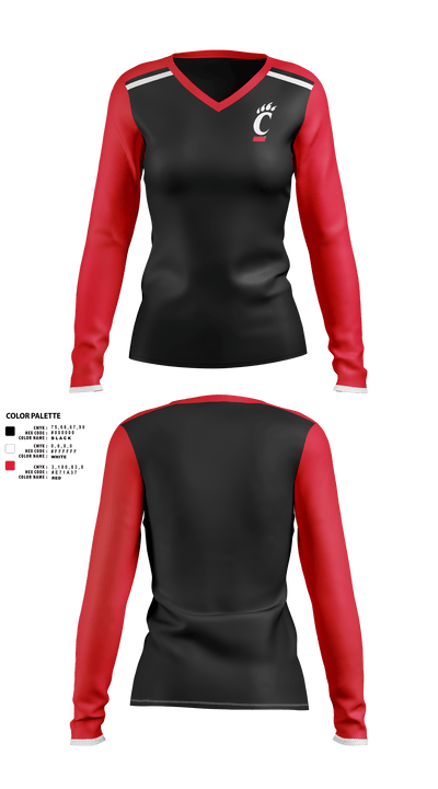 University of Cincinnati Golf 25167109 Women's Long Sleeve V-neck Shirt - 40