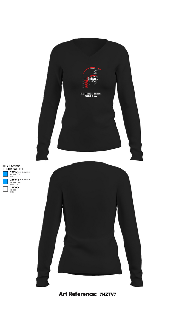 Women's Long Sleeve Vneck Shirt, Hart High School Volleyball, Women's Volleyball, Teamtime, Team time, sublimation, custom sports apparel, team uniforms, spirit wear, spiritwear, sports uniforms, custom shirts, team store, custom team store, fundraiser sports, apparel fundraiser