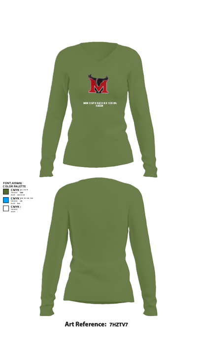 Moore Catholic High School Soccer 26340317 Women's Long Sleeve V-neck Shirt - 13