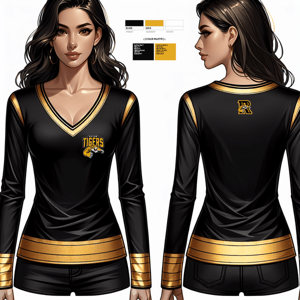 Women's Long Sleeve Vneck Shirt, Raton High School Football, , Teamtime, Team time, sublimation, custom sports apparel, team uniforms, spirit wear, spiritwear, sports uniforms, custom shirts, team store, custom team store, fundraiser sports, apparel fundraiser