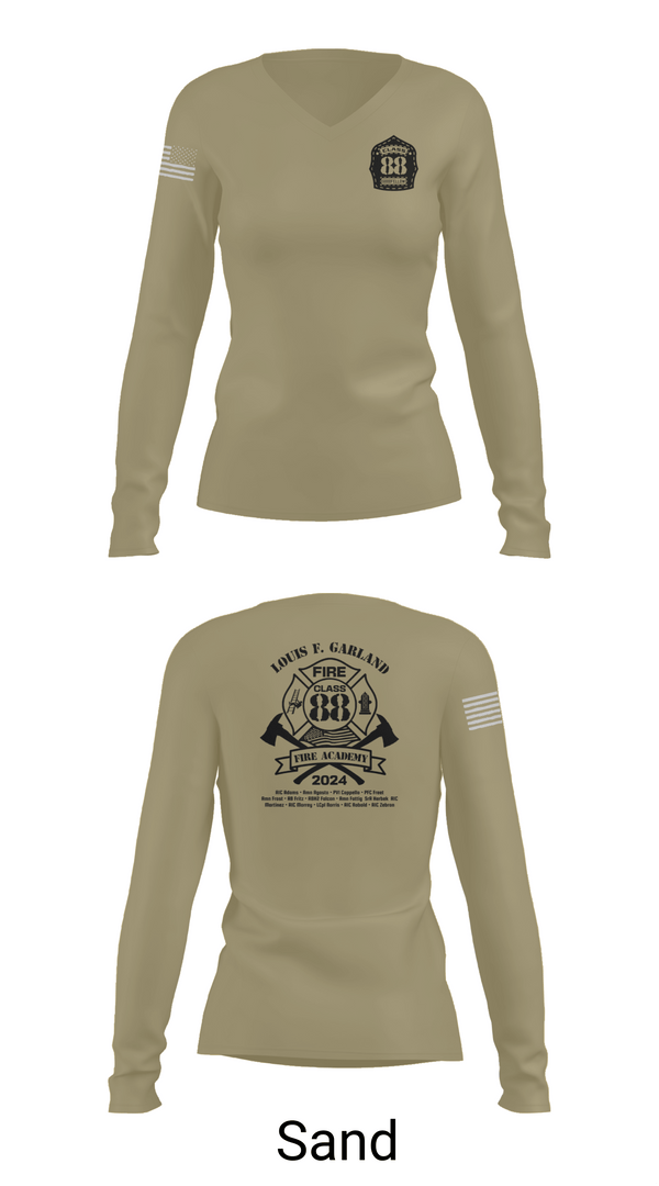 Womens Long Sleeve Vneck Shirt, Class 88, Air Force, Teamtime, Team time, sublimation, custom sports apparel, team uniforms, spirit wear, spiritwear, sports uniforms, custom shirts, team store, custom team store, fundraiser sports, apparel fundraiser
