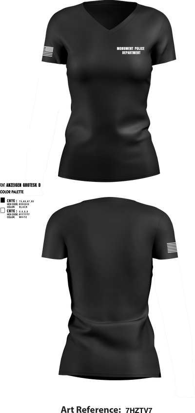 Monument Police Department 10917118 Women's Short Sleeve V-neck Shirt - 1