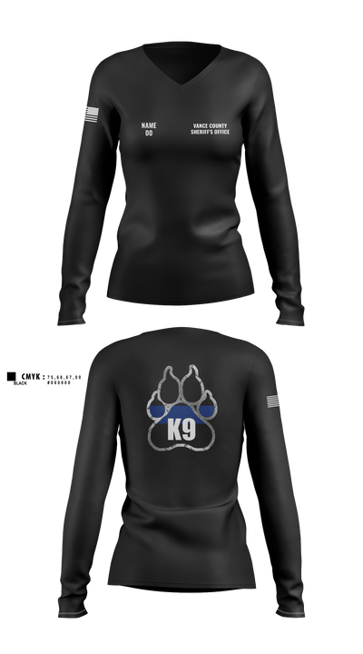 Vance County Sheriff's Office  K9 Unit 48237740 Women's Long Sleeve V-neck Shirt -1 10