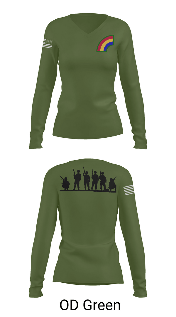 Womens Long Sleeve Vneck Shirt, 42ND Infantry Division, Army, Teamtime, Team time, sublimation, custom sports apparel, team uniforms, spirit wear, spiritwear, sports uniforms, custom shirts, team store, custom team store, fundraiser sports, apparel fundraiser