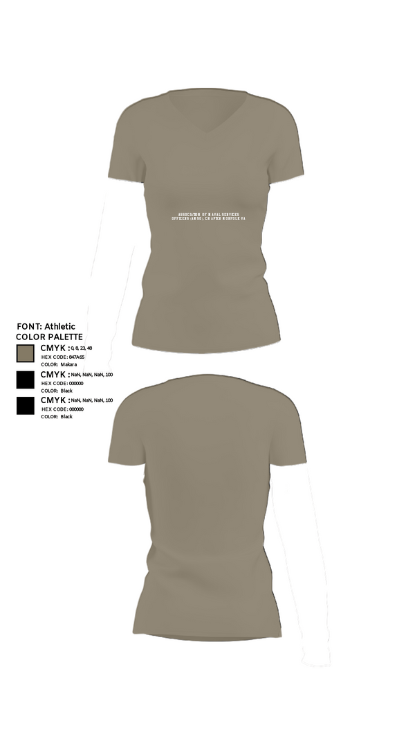 Womens Short Sleeve Vneck Shirt, Association of Naval Services Officers (ANSO), Chapter Norfolk VA, Navy, Teamtime, Team time, sublimation, custom sports apparel, team uniforms, spirit wear, spiritwear, sports uniforms, custom shirts, team store, custom team store, fundraiser sports, apparel fundraiser