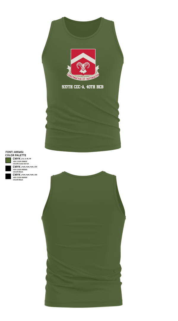 Tank Top, 937th CEC-A, 40th BEB, Army, Teamtime, Team time, sublimation, custom sports apparel, team uniforms, spirit wear, spiritwear, sports uniforms, custom shirts, team store, custom team store, fundraiser sports, apparel fundraiser