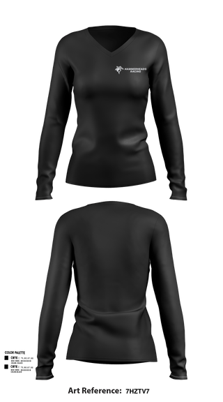 Womens Long Sleeve Vneck Shirt, Hammerheads Racing, Spirit Store, Teamtime, Team time, sublimation, custom sports apparel, team uniforms, spirit wear, spiritwear, sports uniforms, custom shirts, team store, custom team store, fundraiser sports, apparel fundraiser