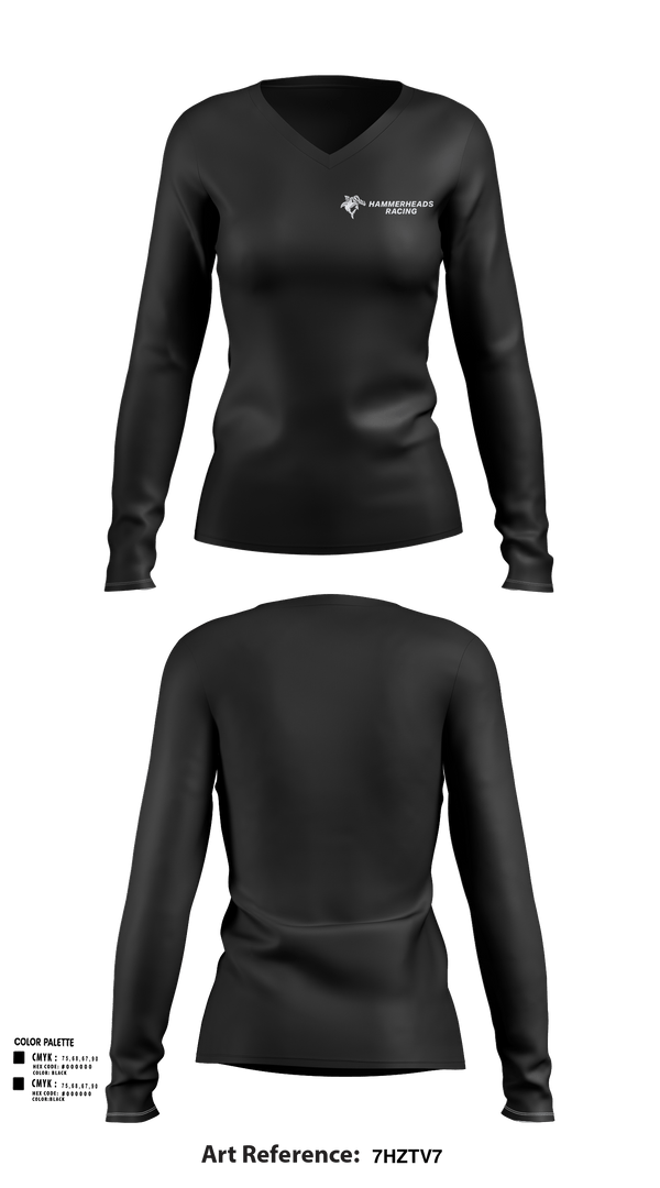 Womens Long Sleeve Vneck Shirt, Hammerheads Racing, Spirit Store, Teamtime, Team time, sublimation, custom sports apparel, team uniforms, spirit wear, spiritwear, sports uniforms, custom shirts, team store, custom team store, fundraiser sports, apparel fundraiser