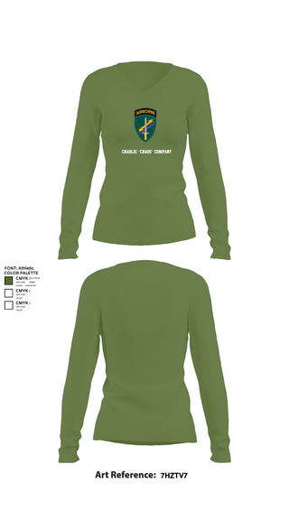 Womens Long Sleeve Vneck Shirt, Charlie “Chaos” Company, , Teamtime, Team time, sublimation, custom sports apparel, team uniforms, spirit wear, spiritwear, sports uniforms, custom shirts, team store, custom team store, fundraiser sports, apparel fundraiser