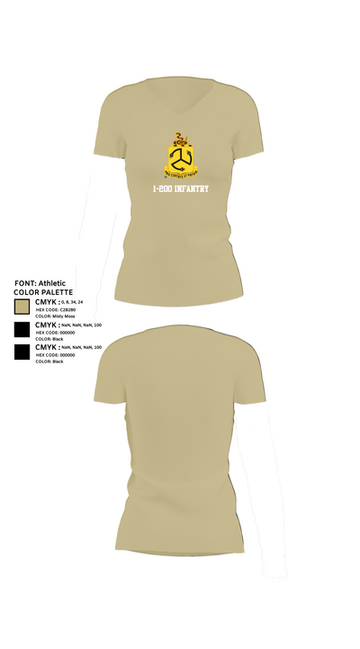 1-200 Infantry 56519387 Women's Short Sleeve V-neck Shirt - 80