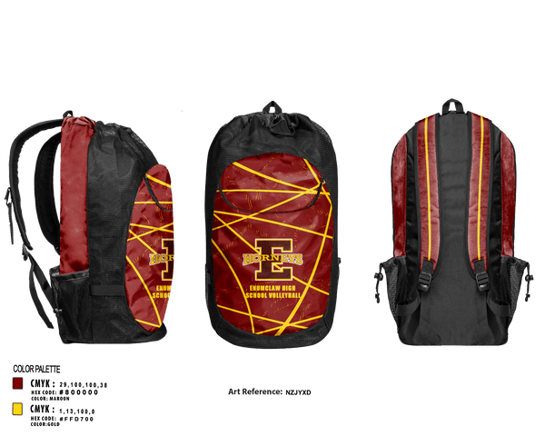Gear Bag, Enumclaw High School Volleyball, Women's Volleyball, Teamtime, Team time, sublimation, custom sports apparel, team uniforms, spirit wear, spiritwear, sports uniforms, custom shirts, team store, custom team store, fundraiser sports, apparel fundraiser