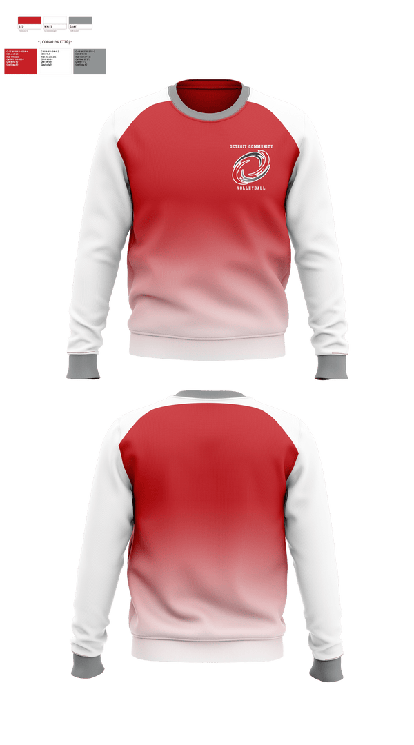 Crew Neck Sweatshirt, Detroit Community High School Volleyball, Men's Volleyball, Teamtime, Team time, sublimation, custom sports apparel, team uniforms, spirit wear, spiritwear, sports uniforms, custom shirts, team store, custom team store, fundraiser sports, apparel fundraiser