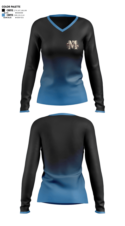 Womens Long Sleeve Vneck Shirt 1, Meritage resort, , Teamtime, Team time, sublimation, custom sports apparel, team uniforms, spirit wear, spiritwear, sports uniforms, custom shirts, team store, custom team store, fundraiser sports, apparel fundraiser