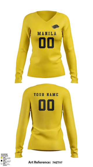 Women's Long Sleeve Vneck Shirt, Manila Middle School Volleyball, Women's Volleyball, Teamtime, Team time, sublimation, custom sports apparel, team uniforms, spirit wear, spiritwear, sports uniforms, custom shirts, team store, custom team store, fundraiser sports, apparel fundraiser