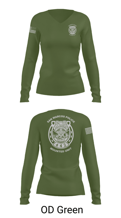 San Marcos Police Mounted Unit 48191371 Women's Long Sleeve V-neck Shirt - 54