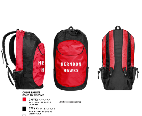 Gear Bag, Herndon Hawks, Baseball, Teamtime, Team time, sublimation, custom sports apparel, team uniforms, spirit wear, spiritwear, sports uniforms, custom shirts, team store, custom team store, fundraiser sports, apparel fundraiser