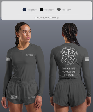Womens Long Sleeve Vneck Shirt, LinVille, Navy, Teamtime, Team time, sublimation, custom sports apparel, team uniforms, spirit wear, spiritwear, sports uniforms, custom shirts, team store, custom team store, fundraiser sports, apparel fundraiser