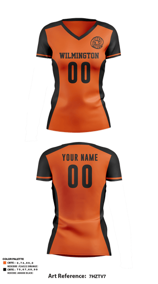 Women's Short Sleeve Vneck Shirt, Wilmington High School Volleyball, Women's Volleyball, Teamtime, Team time, sublimation, custom sports apparel, team uniforms, spirit wear, spiritwear, sports uniforms, custom shirts, team store, custom team store, fundraiser sports, apparel fundraiser