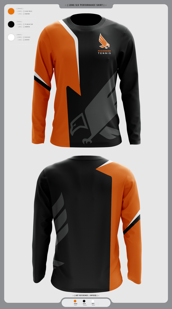 Long Sleeve Performance Shirt, Mcdonogh Girls Tennis, Tennis, Teamtime, Team time, sublimation, custom sports apparel, team uniforms, spirit wear, spiritwear, sports uniforms, custom shirts, team store, custom team store, fundraiser sports, apparel fundraiser