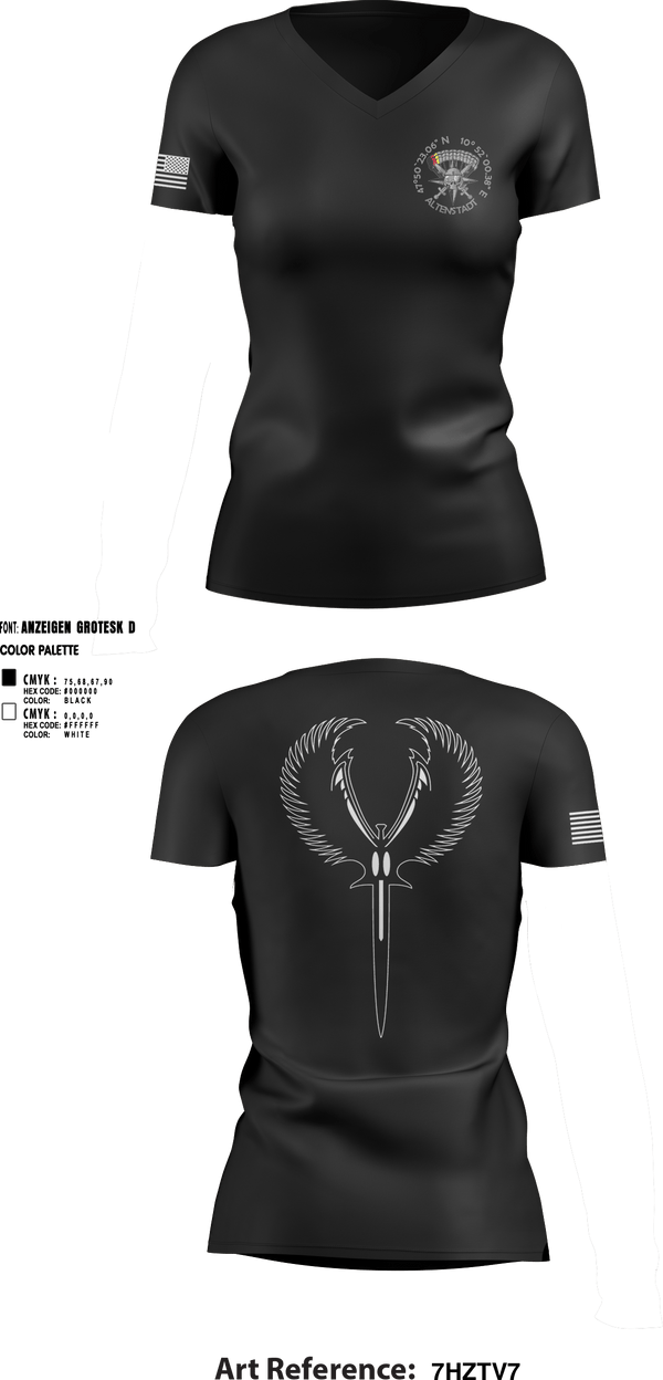 Women's Short Sleeve Vneck Shirt, XI. Inspektion, Army, Teamtime, Team time, sublimation, custom sports apparel, team uniforms, spirit wear, spiritwear, sports uniforms, custom shirts, team store, custom team store, fundraiser sports, apparel fundraiser