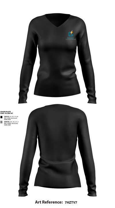 Georgia transformer 15420504 Women's Long Sleeve V-neck Shirt - 1