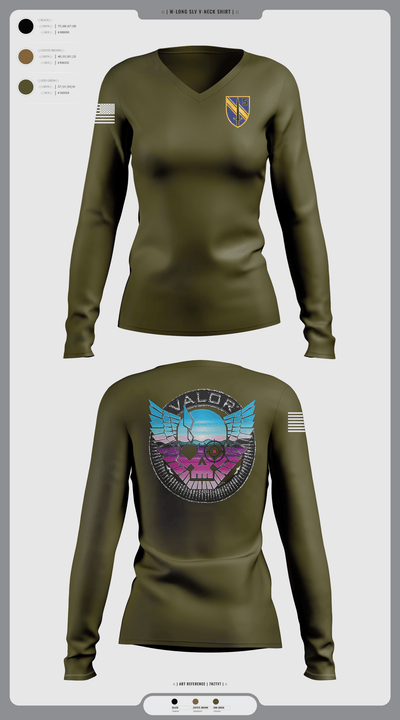 VALOR CO. 5BN, 1SFAB 4859482 Women's Long Sleeve V-neck Shirt - 3