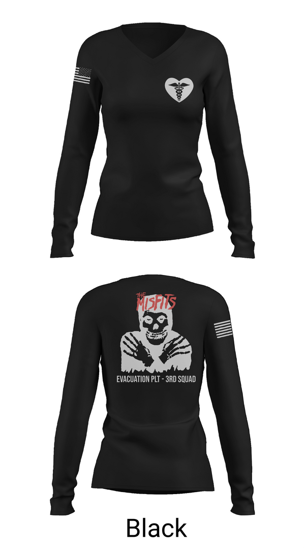 Womens Long Sleeve Vneck Shirt, 3rd squad, Army, Teamtime, Team time, sublimation, custom sports apparel, team uniforms, spirit wear, spiritwear, sports uniforms, custom shirts, team store, custom team store, fundraiser sports, apparel fundraiser