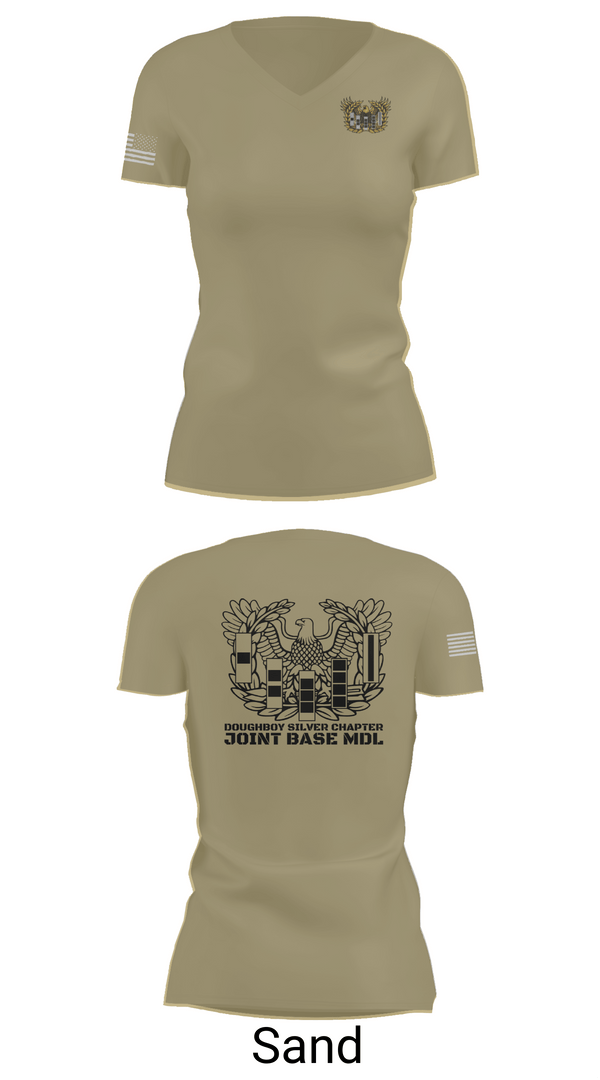 Womens Short Sleeve Vneck Shirt, Doughboy Silver Chapter, National Guard, Teamtime, Team time, sublimation, custom sports apparel, team uniforms, spirit wear, spiritwear, sports uniforms, custom shirts, team store, custom team store, fundraiser sports, apparel fundraiser