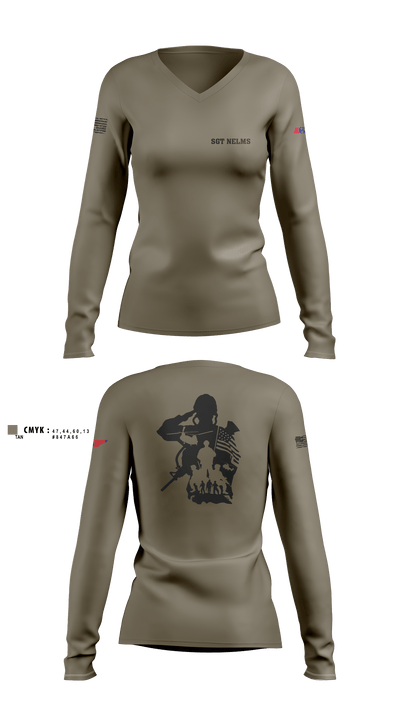 SGT Nelms 78775888 Women's Long Sleeve V-neck Shirt - 2