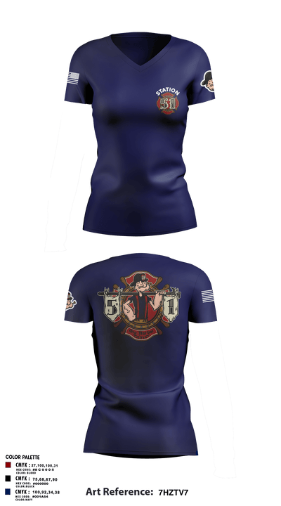 Station 51 74948008 Women's Short Sleeve V-neck Shirt - 2