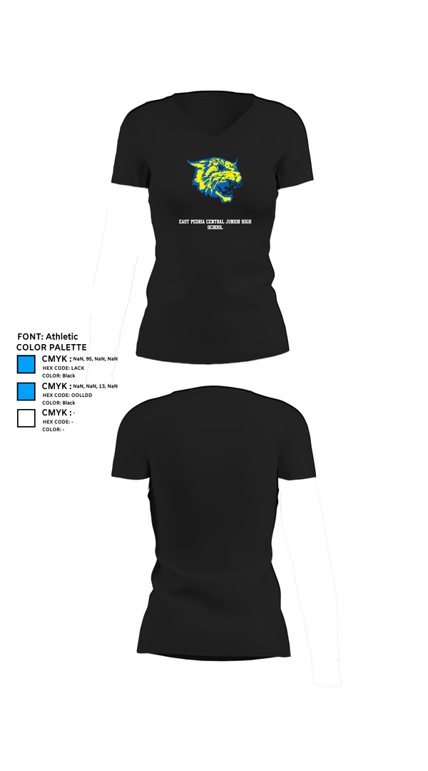 Womens Short Sleeve Vneck Shirt, East Peoria Central Junior High School, Spirit Store, Teamtime, Team time, sublimation, custom sports apparel, team uniforms, spirit wear, spiritwear, sports uniforms, custom shirts, team store, custom team store, fundraiser sports, apparel fundraiser