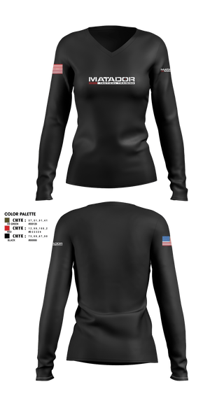 Women's Long Sleeve Vneck Shirt, Matador Tactical, , Teamtime, Team time, sublimation, custom sports apparel, team uniforms, spirit wear, spiritwear, sports uniforms, custom shirts, team store, custom team store, fundraiser sports, apparel fundraiser