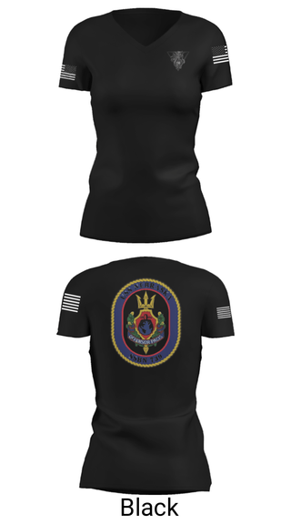 Women's Short Sleeve Vneck Shirt, USS Nebraska, Navy, Teamtime, Team time, sublimation, custom sports apparel, team uniforms, spirit wear, spiritwear, sports uniforms, custom shirts, team store, custom team store, fundraiser sports, apparel fundraiser