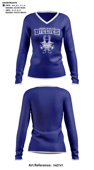 Womens Long Sleeve Vneck Shirt, Monticello High School Cheer, Cheer, Teamtime, Team time, sublimation, custom sports apparel, team uniforms, spirit wear, spiritwear, sports uniforms, custom shirts, team store, custom team store, fundraiser sports, apparel fundraiser