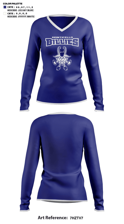 Monticello High School Cheer 67093104 Women's Long Sleeve V-neck Shirt - 41