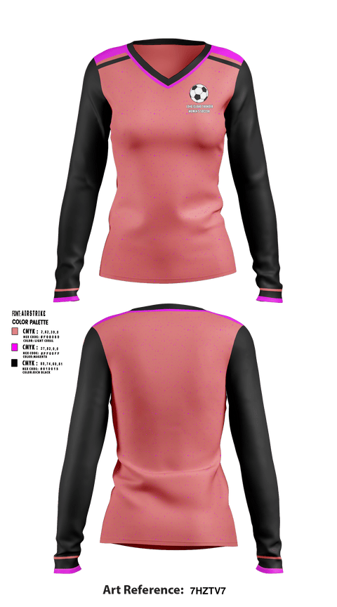 Womens Long Sleeve Vneck Shirt, Long Island Thunder, Women's Soccer, Teamtime, Team time, sublimation, custom sports apparel, team uniforms, spirit wear, spiritwear, sports uniforms, custom shirts, team store, custom team store, fundraiser sports, apparel fundraiser