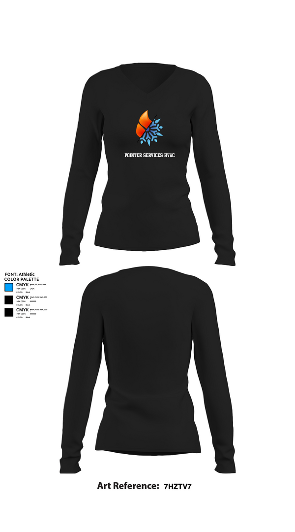 Womens Long Sleeve Vneck Shirt, Pointer services hvac, , Teamtime, Team time, sublimation, custom sports apparel, team uniforms, spirit wear, spiritwear, sports uniforms, custom shirts, team store, custom team store, fundraiser sports, apparel fundraiser