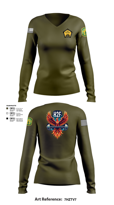 Phoenix H2F 94523826 Women's Long Sleeve V-neck Shirt -1 100