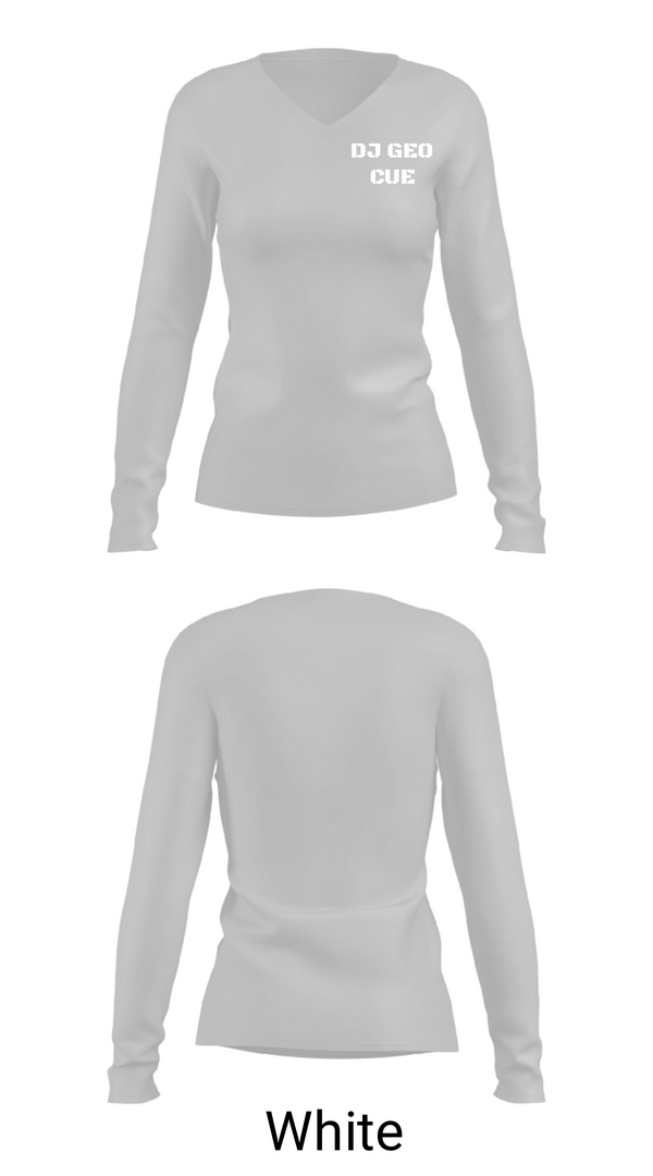 Women's Long Sleeve Vneck Shirt, DJ GEO CUEDJ GEO CUE, , Teamtime, Team time, sublimation, custom sports apparel, team uniforms, spirit wear, spiritwear, sports uniforms, custom shirts, team store, custom team store, fundraiser sports, apparel fundraiser