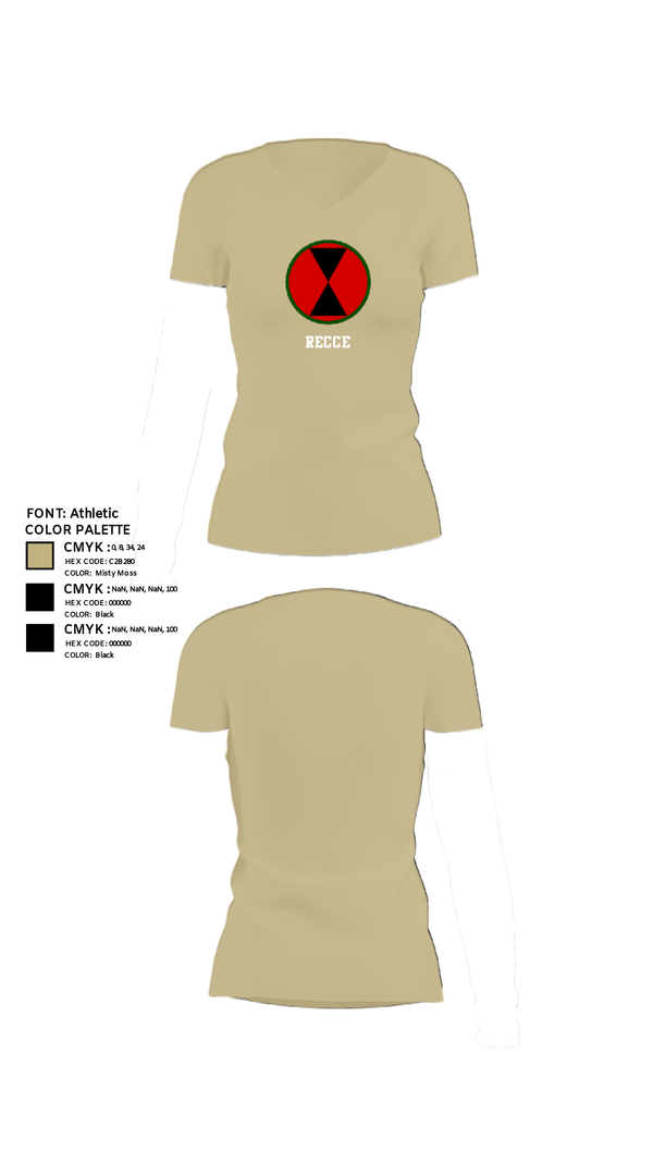 Womens Short Sleeve Vneck Shirt, RECCE, Army, Teamtime, Team time, sublimation, custom sports apparel, team uniforms, spirit wear, spiritwear, sports uniforms, custom shirts, team store, custom team store, fundraiser sports, apparel fundraiser