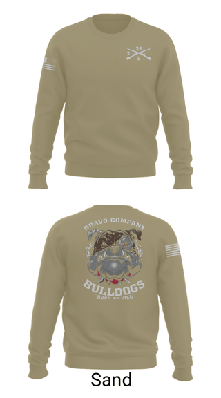 Crew Neck Sweatshirt, B/3-34 Bulldogs, Army, Teamtime, Team time, sublimation, custom sports apparel, team uniforms, spirit wear, spiritwear, sports uniforms, custom shirts, team store, custom team store, fundraiser sports, apparel fundraiser