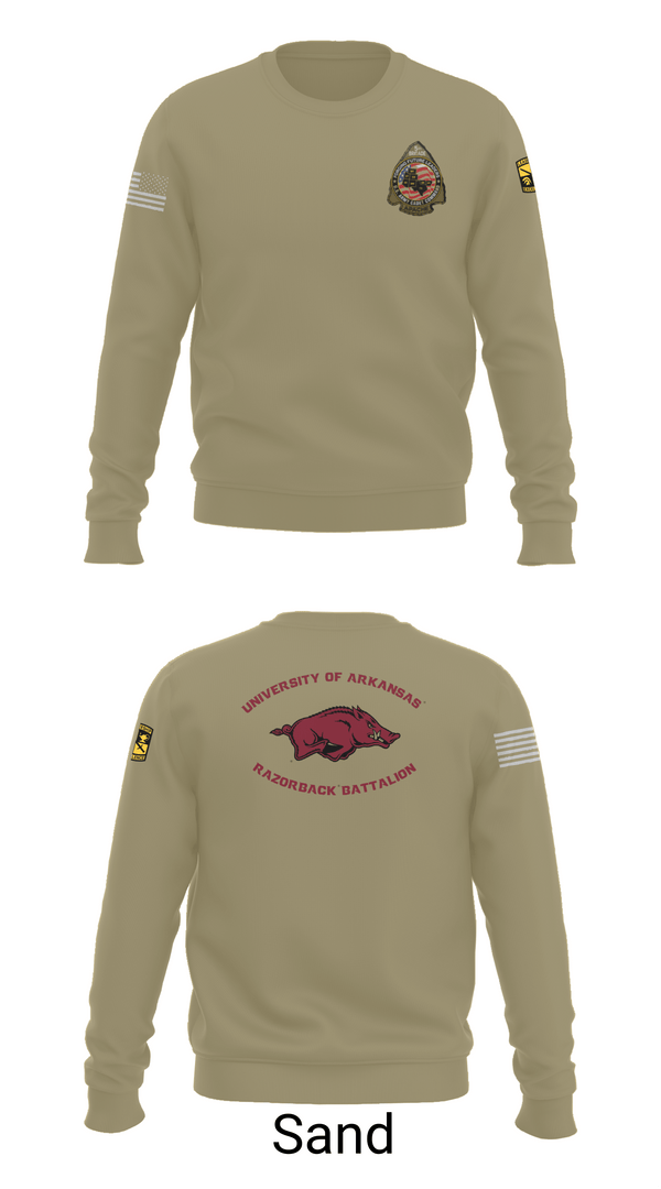 Crew Neck Sweatshirt, University of Arkansas Army ROTC - Razorback Battalion, Army, Teamtime, Team time, sublimation, custom sports apparel, team uniforms, spirit wear, spiritwear, sports uniforms, custom shirts, team store, custom team store, fundraiser sports, apparel fundraiser