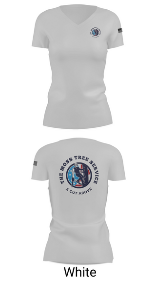Womens Short Sleeve Vneck Shirt, The Moss Tree Service, , Teamtime, Team time, sublimation, custom sports apparel, team uniforms, spirit wear, spiritwear, sports uniforms, custom shirts, team store, custom team store, fundraiser sports, apparel fundraiser