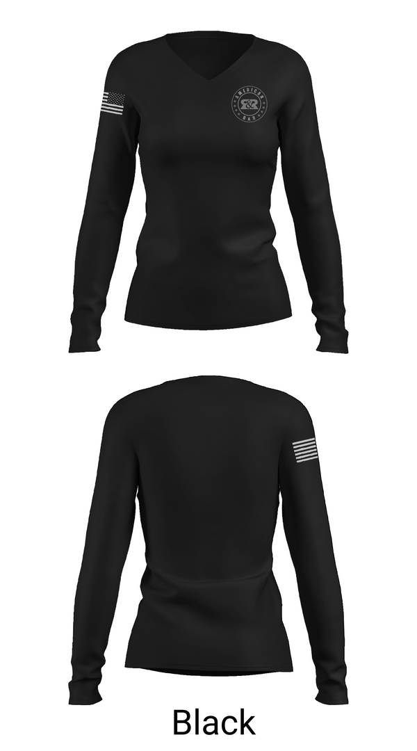 Womens Long Sleeve Vneck Shirt, American R&R, , Teamtime, Team time, sublimation, custom sports apparel, team uniforms, spirit wear, spiritwear, sports uniforms, custom shirts, team store, custom team store, fundraiser sports, apparel fundraiser