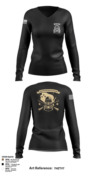 Womens Long Sleeve Vneck Shirt 1, 377th SMC, Army, Teamtime, Team time, sublimation, custom sports apparel, team uniforms, spirit wear, spiritwear, sports uniforms, custom shirts, team store, custom team store, fundraiser sports, apparel fundraiser