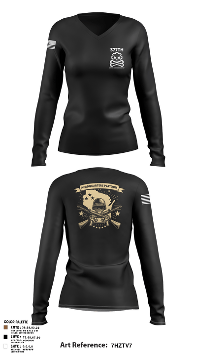 377th SMC 21529568 Women's Long Sleeve V-neck Shirt -1 106